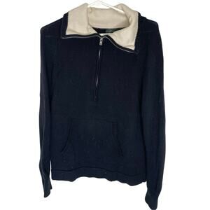 LRL Ralph Lauren Black Collared 3/4 Zip Sweater size medium